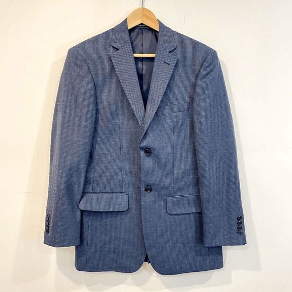 Joseph & Feiss Mens Blue Slim Fit Houndstooth Blazer Sport Jacket 36R Prom - Picture 1 of 8